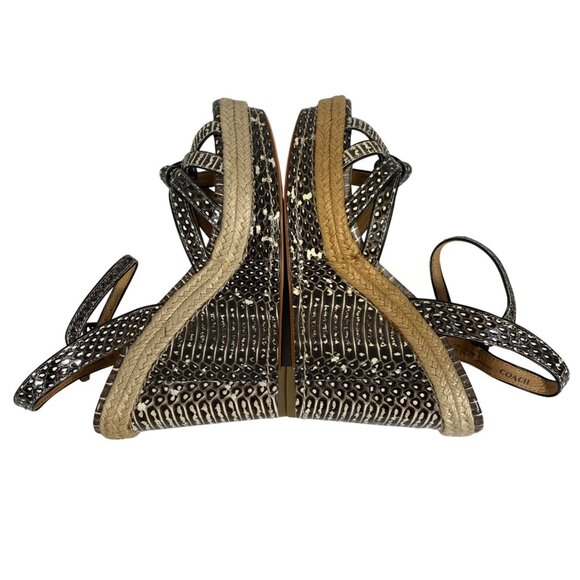COACH Dalton Snakeskin / Braided Jute Espadrille Wedge Sandals Womens SZ 6 FLAW - Picture 4 of 8